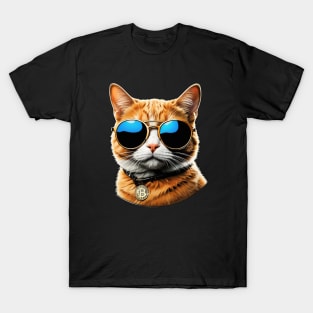 Bitcoin cat with sunglasses T-Shirt